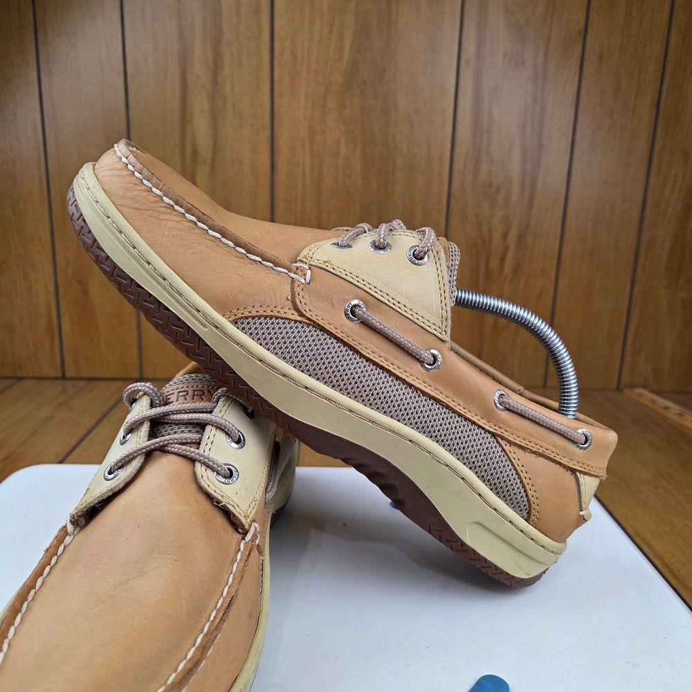 Sperry Top-Sider Mens Billfish 3-Eye Boat Shoes Tan Leather Mesh 0799023 10M